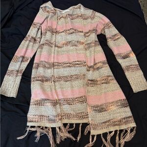 Maurices Pink and Brown Striped Cardigan